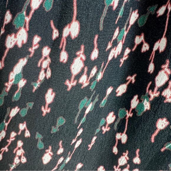 Garnet Hill | Boho Floral Navy Pink V Neck Drop Waist Midi Dress Modest 16 - Picture 4 of 9